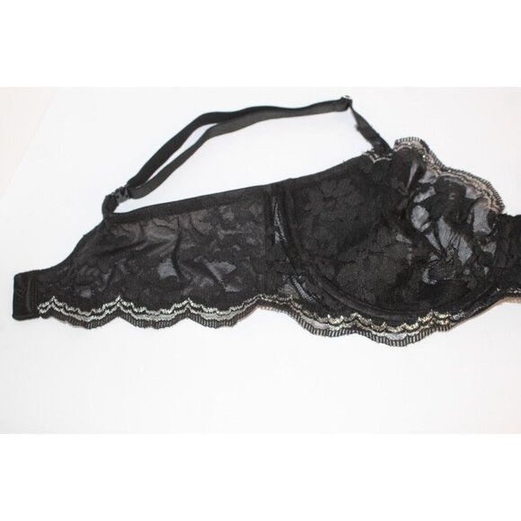 Victoria's Secret Bra 36D Dream Angles Black Silver Lace Sheer Push Up Underwire - Picture 13 of 16